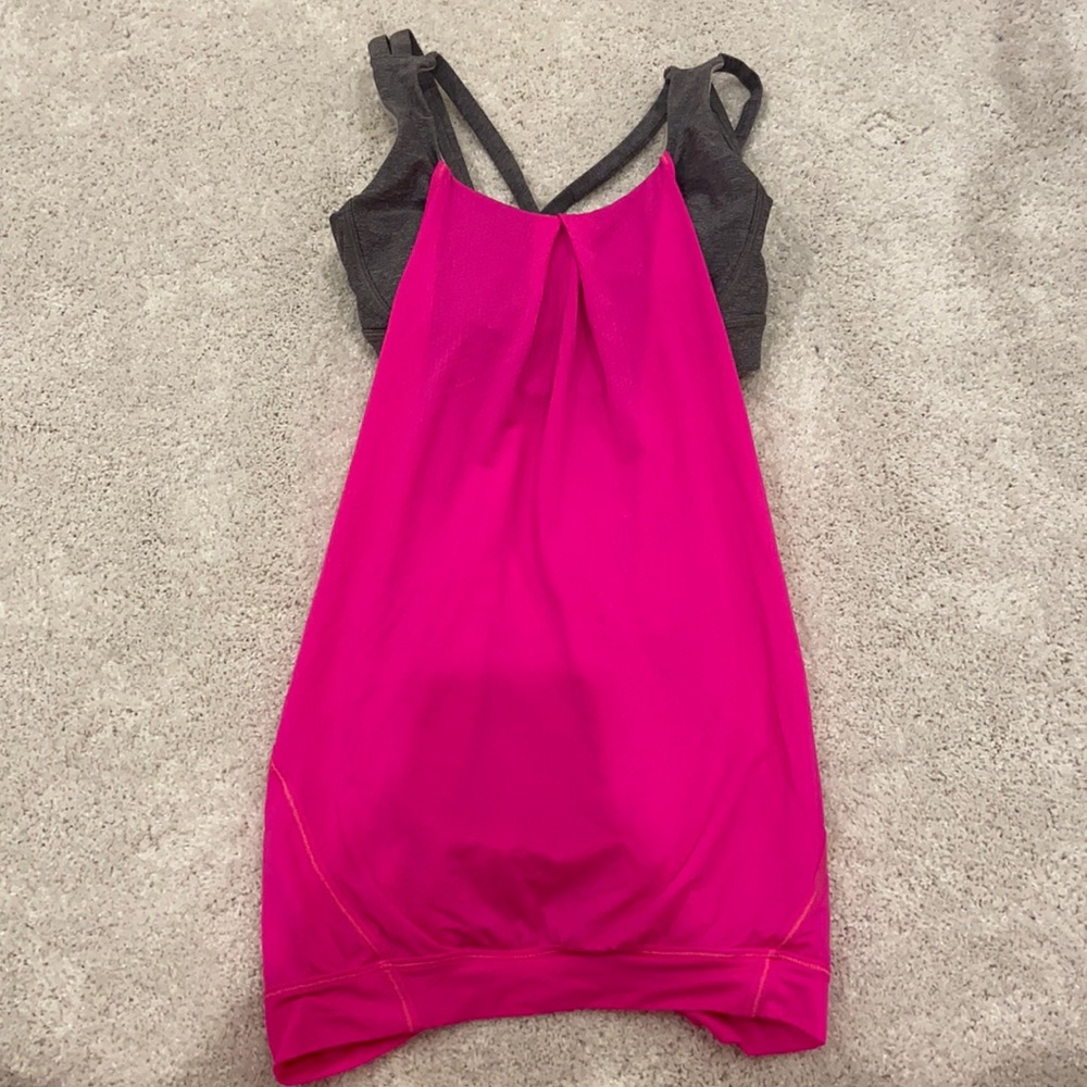 Pink Lululemon Tank with Gray Built in Bra